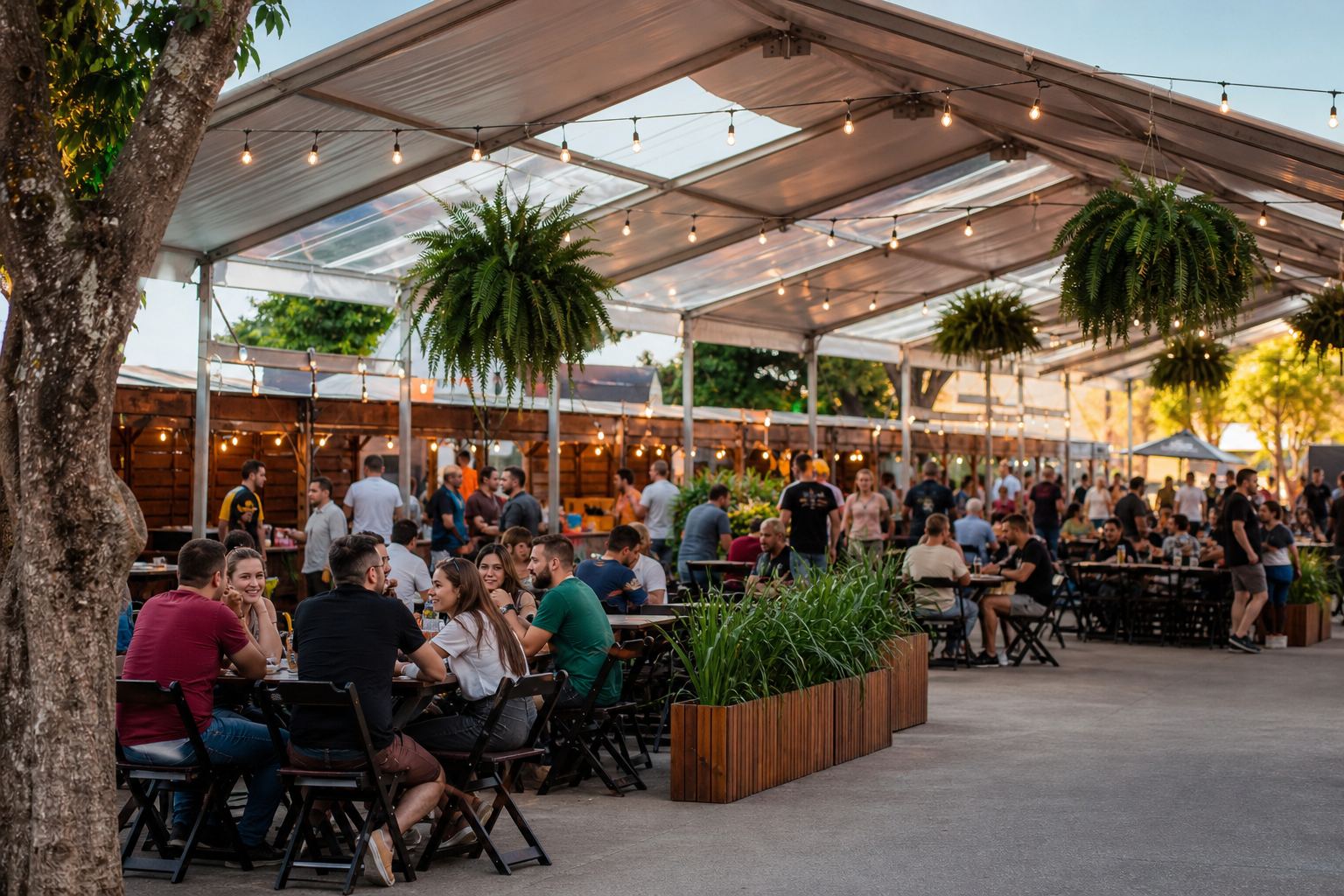 Estruturas padronizadas para food parks, feiras gastronômicas e oktoberfests